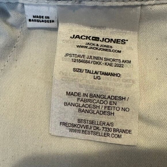 Jack & Jones Mens L Regular Fit Gray Linen-Blend Shorts Classic Preppy Casual - Picture 7 of 9